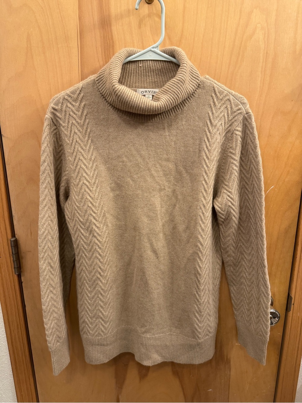 Orvis Tan Ribbed Turtleneck Sweater